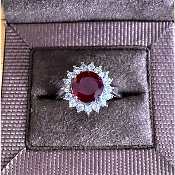 Jewelry - Ruby and zircon authentic 925 sterling silver ring size 7